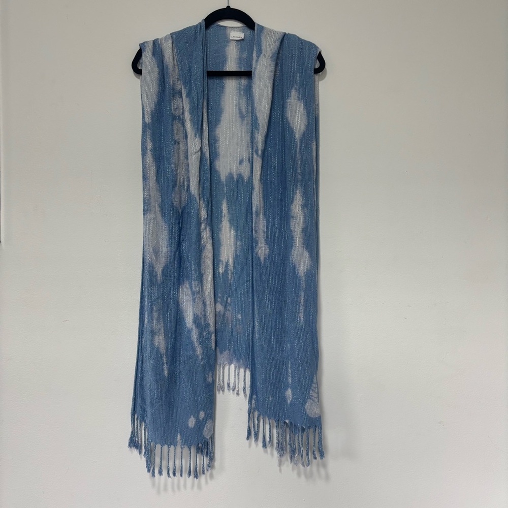 LASCANA Blue and White Tie-Dye Vest/Cover Up Boho Style